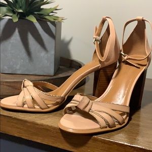 COACH nude, wooden chunky heel. Very comfy!!